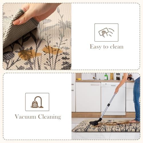 KIMODE Kitchen Anti Fatigue Mat,Brown Gray Farmhouse Kitchen Rugs Sets of 2 - Image 5