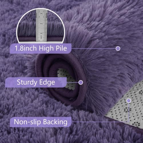 6x9 Large Taro Purple Fluffy Soft Area Rug Non-Slip for Living Room Bedroom - Image 6