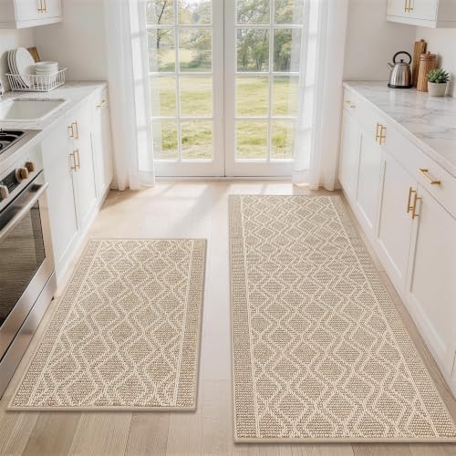 COSY HOMEER Kitchen Rugs Sets of 2 Non-Slip Washable,24”x35“+24”X60“ by COSYHOMEER