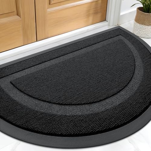 OLANLY Half Circle Front Door Mat Outside 29.5x17 All-Season Rubber Doormat by OLANLY