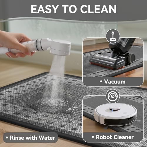 Kitchen Mats for Floor, Non Slip Kitchen Rugs, 17x47 Grey - Image 5