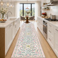 PLHXFR 2.6x14 Washable Runner Rug：Floral Indoor Kitchen Carpet Pink Green by PLHXFRSoftAreaRugs