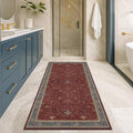 Boho 2x5 Small Kitchen Runners Rugs Non Slip - Washable Soft Area Rugs for Bedroom, Floral Non Skid Runner Carpet for Bathroom, Laundry Room, Hallway, Entryway (Dark Red) by HazoHaus
