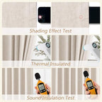 Guken 100% Blackout Linen Curtains 86 Inch Long for Bedroom 2 Panels Beige - Image 4
