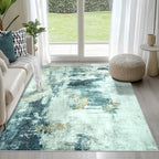 4x6 Area Rugs for Living Room Washable Bedroom Dining Room Teal Grey Gold by Aelenmu
