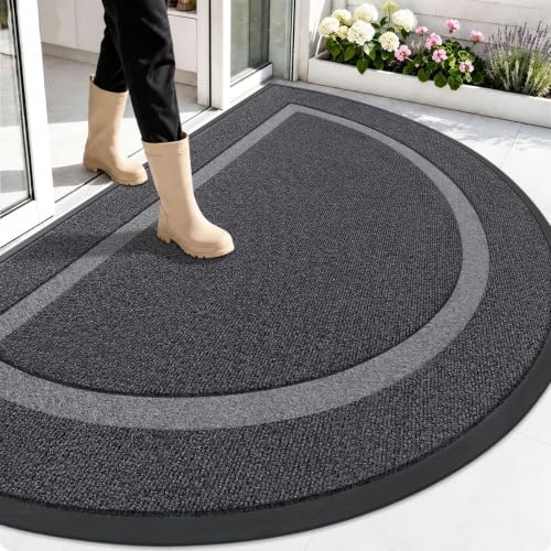 OLANLY Half Circle Front Door Mat Outside 59x34 All-Season Rubber Doormat by OLANLY