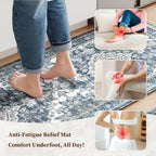 Boho Kitchen Mats for Floor 2PC Anti Fatigue Kitchen Rugs, Dark Blue - Image 3