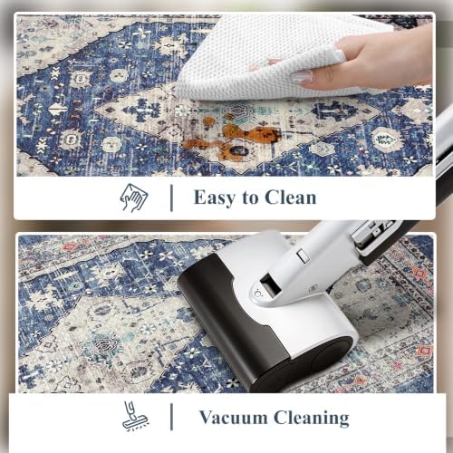 Collive Kitchen Mats for Floor, Boho Dusty Blue Sink Rug-17.3"x29" - Image 5