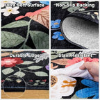 PLHXFR 3x10 Washable Runner Rug：Floral Indoor Kitchen Soft Carpet Black - Image 7
