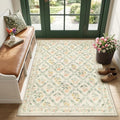 PLHXFR Area Rug Living Room: 3x5 Floral Washable Boho Carpet Beige Multi by PLHXFRSoftAreaRugs