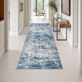 3x8 Washable Runner Rug：Modern Abstract Kitchen Soft Carpet Blue by FXRHLP