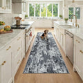 RELEANY Washable Runner 2'6"x8' Abstract Area Rug for Hallway Black White by RELEANY