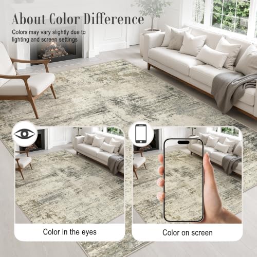 Round Area Rug Living Room: 8 ft Modern Washable Indoor Carpet - Image 6