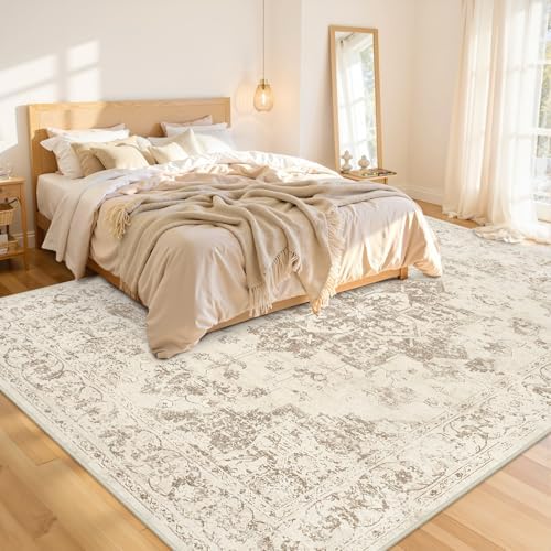 10x12 Area Rugs Living Room: Bedroom Washable Carpet Beige/Ivory - Image 2