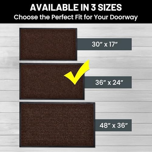 Front Door Mat, Indoor Outdoor Welcome Entryway Doormat, 36x24 Dark Brown - Image 3