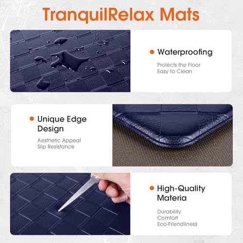 TranquilRelax 2-Piece Kitchen Mats, Cushioned Non-Slip Floor Mats, Blue - Image 3