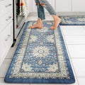 Collive Anti Fatigue Mats for Kitchen Floor, Blue Kitchen Rugs Sets of 2 by Collive