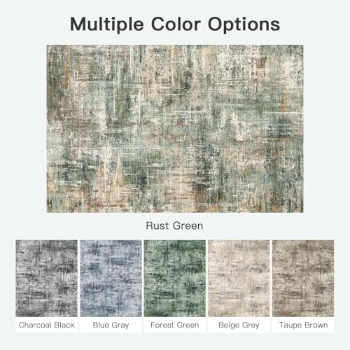 10x12 Area Rug for Living Room, Abstract Washable Large Rugs, Coffee/Green - Image 7
