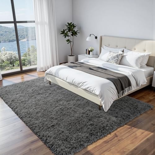 6x9 Fluffy Shag Area Rugs for Living Room Bedroom: Soft Plush Carpet Grey - Image 2