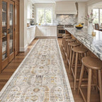 Madane Hallway Runner Rug 3x14 Washable Kitchen Runners Long, Brown/Gold - Image 2