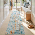 2x7 Blue Rug Runners for Hallways Kitchen Runner Rug Non Slip Washable Black Long Runner Rugs with Rubber Backing Soft Abstract Carpet Runner for Bedroom, Kitchen, Bathroom, Entryway by OmpaaHomeDecor