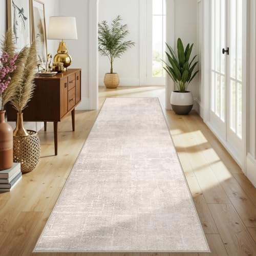 Abstract 3x10 Kitchen Rug Runners - Washable 10ft Hardwood Sink Rugs Non-Slip Hallway Entryway Area Rugs Soft Floor Mat Indoor Farmhouse Carpet for Bathroom Living Room Bedroom (3x10,Beige/Cream) - Image 2