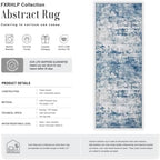 2x5 Washable Runner Rug：Modern Abstract Kitchen Soft Carpet Blue - Image 2