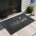 Yimobra Welcome Mat, Heavy Duty Sturdy Door Mats for Home Entrance Outdoor Indoor, Front Doormat for Outside Patio Floor Entry Porch Garage Office, Waterproof, Low Profile, 47X32 Inches, Black by Yimobra