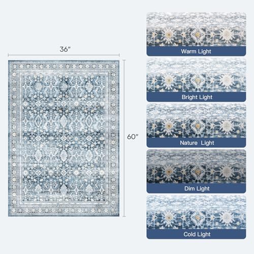 3x5 Area Rugs for Entryway, Blue Washablee Non-Slip Area Rug for Kitchen - Image 2