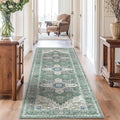 Amada 2'6"x10' Washable Runner Rug for Hallway, Dark/Green, Vintage Style by AMADAHOMEFURNISHING