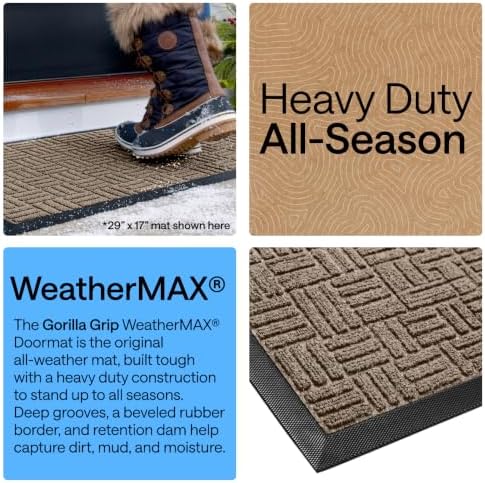 GORILLA GRIP WeatherMAX Door Mat, Indoor Outdoor Use, 47x35, Beige Maze - Image 3