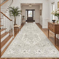 Madane 4x12 Wide Hallway Runner Rug Washable for Living Room, Beige/Brown by Madane