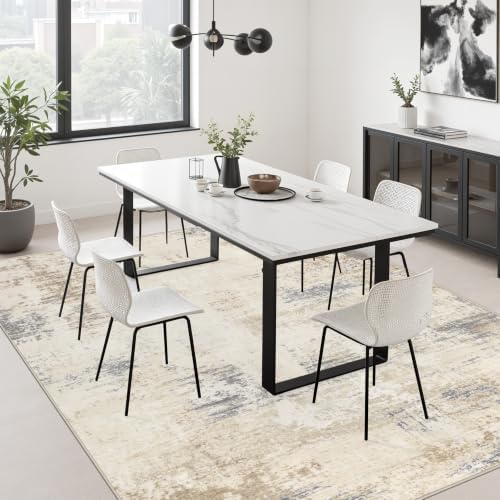 5x7 Area Rug Living Room: Modern Washable Soft Carpet Beige Brown - Image 4