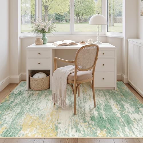 5x7 Area Rug for Living Room, Abstract Washable Non-Slip Rugs, Light Green - Image 6