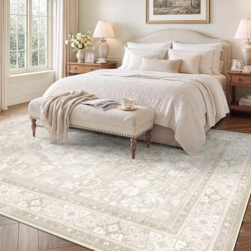 SameBed 6x9 Area Rug Living Room, Vintage Neutral Washable Carpet Beige - Image 3