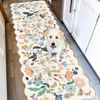 2x6 Washable Hallway Runner Rug: Floral Kitchen Rugs with Non-Slip Backing Vintage Low Pile Entryway Carpet for Living Room Bedroom Ultra Soft Water Resisitant Floor Mat for Bathroom Laudry(2x6,Cream) by HYHAOYUNLAI