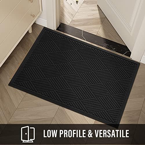 HIYARD Sturdy Front Door Mat, Absorbent Muddy Dirt Resist Welcome Door Mats Outdoor Indoor, Stain and Fade Resistant, Non-Slip Rubber Backing Low Profile Doormat for Entryway, 60×36, Black - Image 6