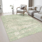 5x7 Area Rug Living Room: Modern Washable Soft Carpet Green Cream by FXRHLP