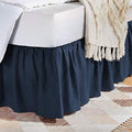 Amazon Basics Lightweight Ruffled Bed Skirt, Classic Style, Machine Washable, Fade and Wrinkle Resistant, 100% Microfiber with 16" Drop, Queen, Navy Blue by AmazonBasics
