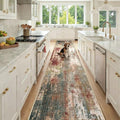 RELEANY Washable Runner 2'6"x12' Abstract Area Rug for Hallway Rustic Brown by RELEANY