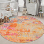 Round Area Rug Living Room: 6 ft Modern Washable Indoor Carpet - Image 5