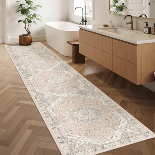 Madane Washable Runner Rugs 2x10 Long for Hallway Kitchen, Pink/Gray - Image 5