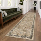 Boho Washable 3x10 Extra Long Runners for Hallways, Earthy Rustic Brown and Charcoal Olive Kitchen Runner Rug, Vintage Entryway Indoor Rug, Non-Slip Stain Resistant Low Pile Throw Rug - Image 6