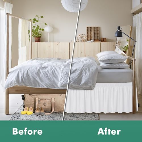Wrap Around Queen Size Bed Skirt Split Corner 12" Drop-Elastic Dust Ruffle - Image 4