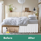 Wrap Around King Size Bed Skirt Split Corner 18" Drop-Elastic Dust Ruffle - Image 4