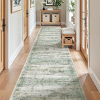 2x10 Runner Rug Non Slip,Washable Hallway Runner Rug,Green by Restydon