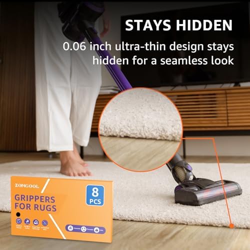 ZONGOOL 8PCS Rug Tape Non Slip Rug Pad Grippers Double Sided Carpet Tape - Image 5