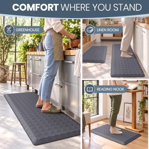 TranquilRelax 4/5 Inch Cushioned Anti Fatigue Kitchen Mats for Floor, Grey - Image 5