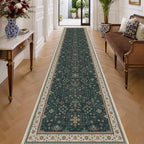 Hazo Haus Washable Dark Green Hallway Runner Rug 16 ft Long - 3x16 Modern Vintage Boho Long Wide Runner Rugs for Kitchen, Non-Slip Stain Resistant Low Pile Throw Rug Indoor Door Mat by HazoHaus