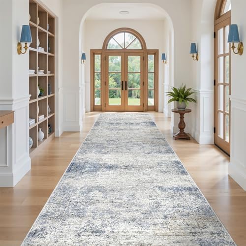 4x12 Runner Rug Non Slip,Washable Hallway Runner Rug,Blue - Image 4